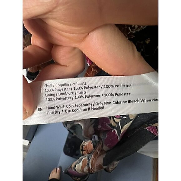 BAND OF THE FREE BLACK FLORAL LONG SLEEVE MINI BOHO DRESS, SQUARE NECK, SIZE LRG - Picture 6 of 10